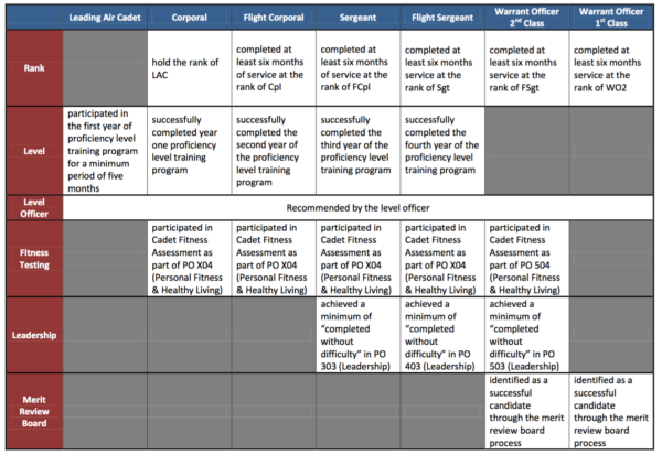 Level Proficiency Minimum Requirements and Merit-Based Cadet Rank ...